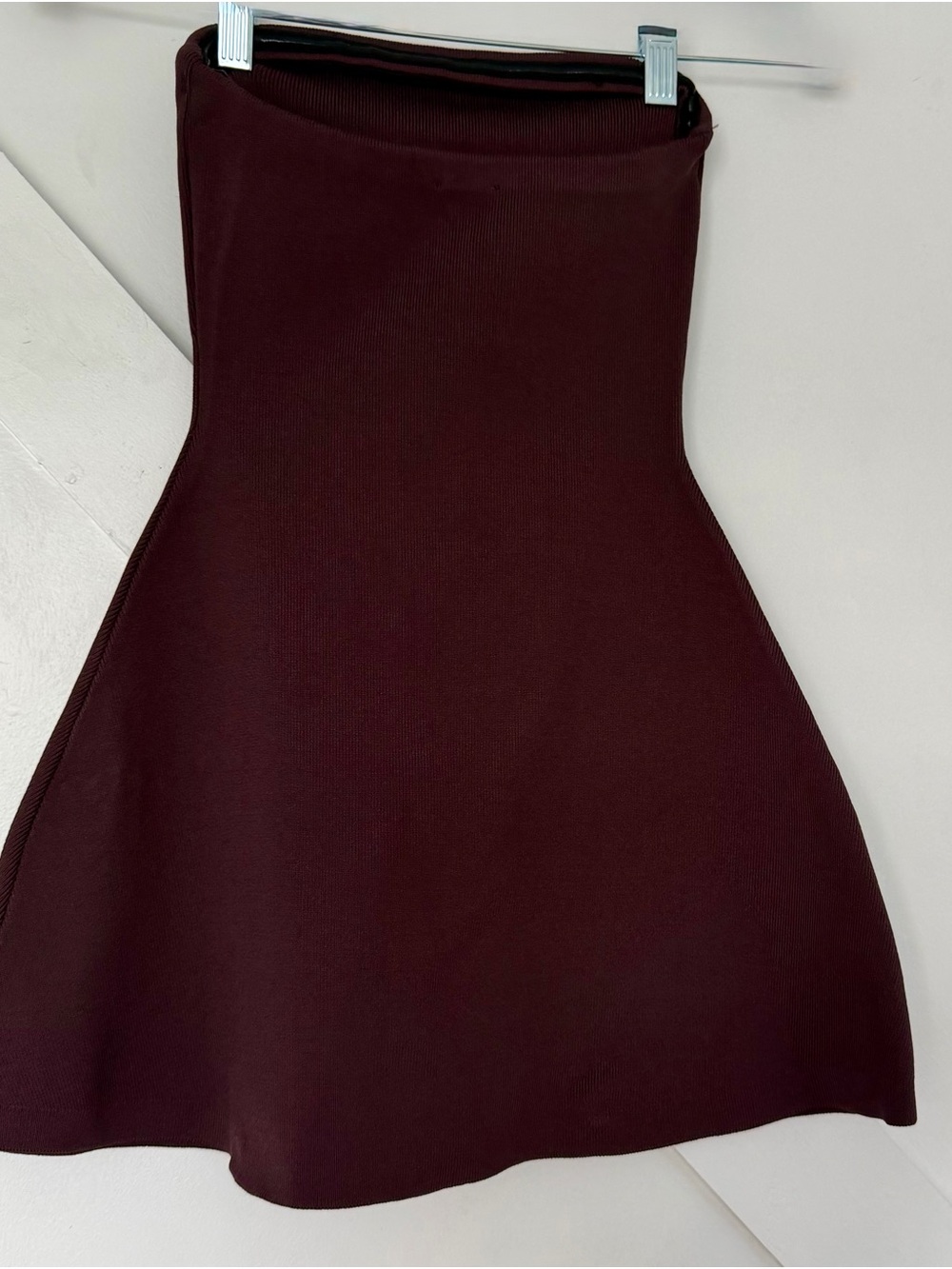 Meshki Strapless Flared Top in Burgundy